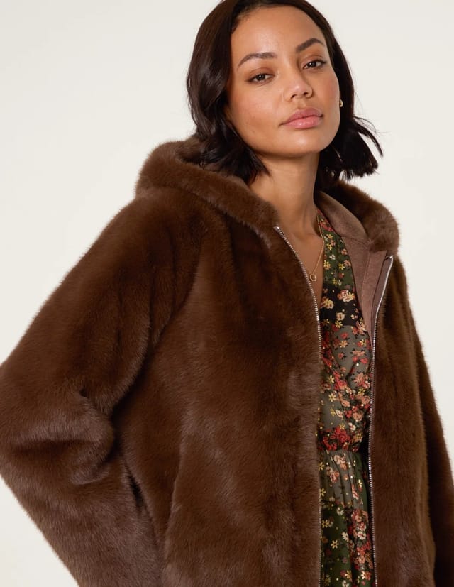 Blue Vanilla Faux Fur Hooded Jacket - 3