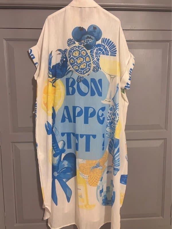 M-Made in Italy Italia Summer beach dress Bon appetite one size oversized