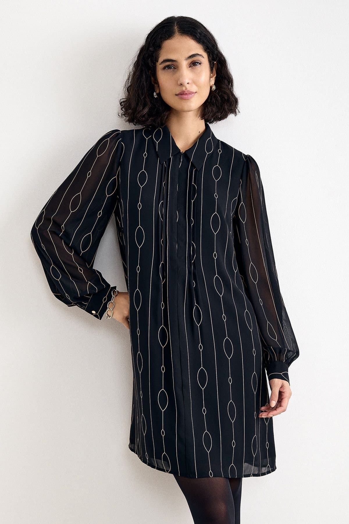 Phase Eight Phase Eight Women's Candice Sheer-Sleeve Dress in Midnight