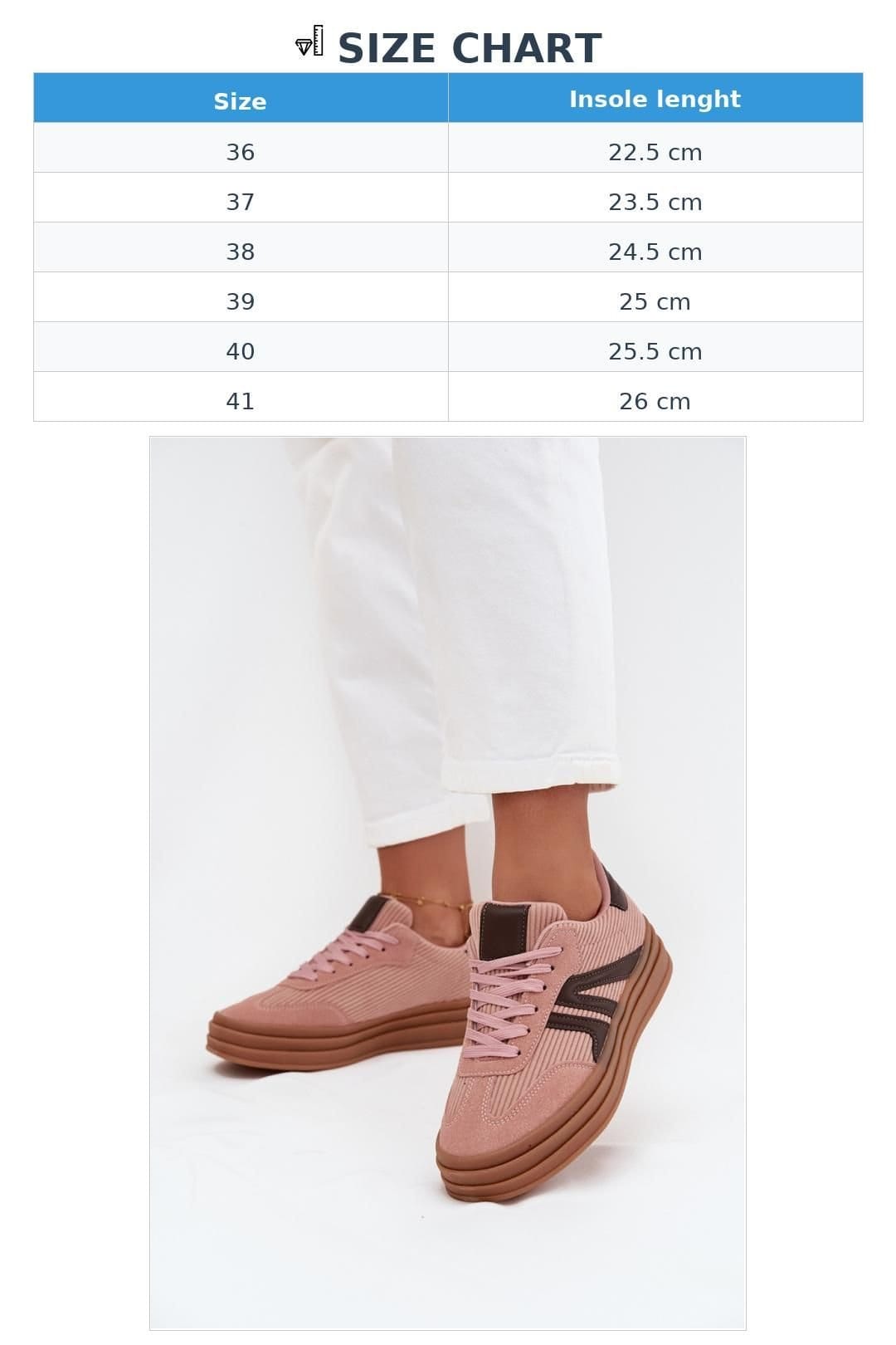 Love Lace Love Lace Women's Corduroy Sneakers on Stable Platform with Foam Insole in Pink - 4