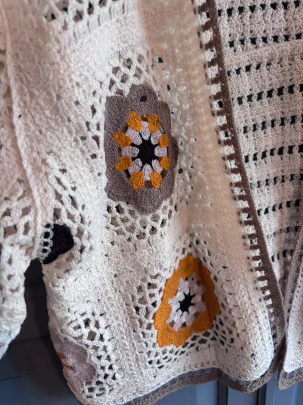 boutique Beige crochet cardigan one size up to uk16 - 1