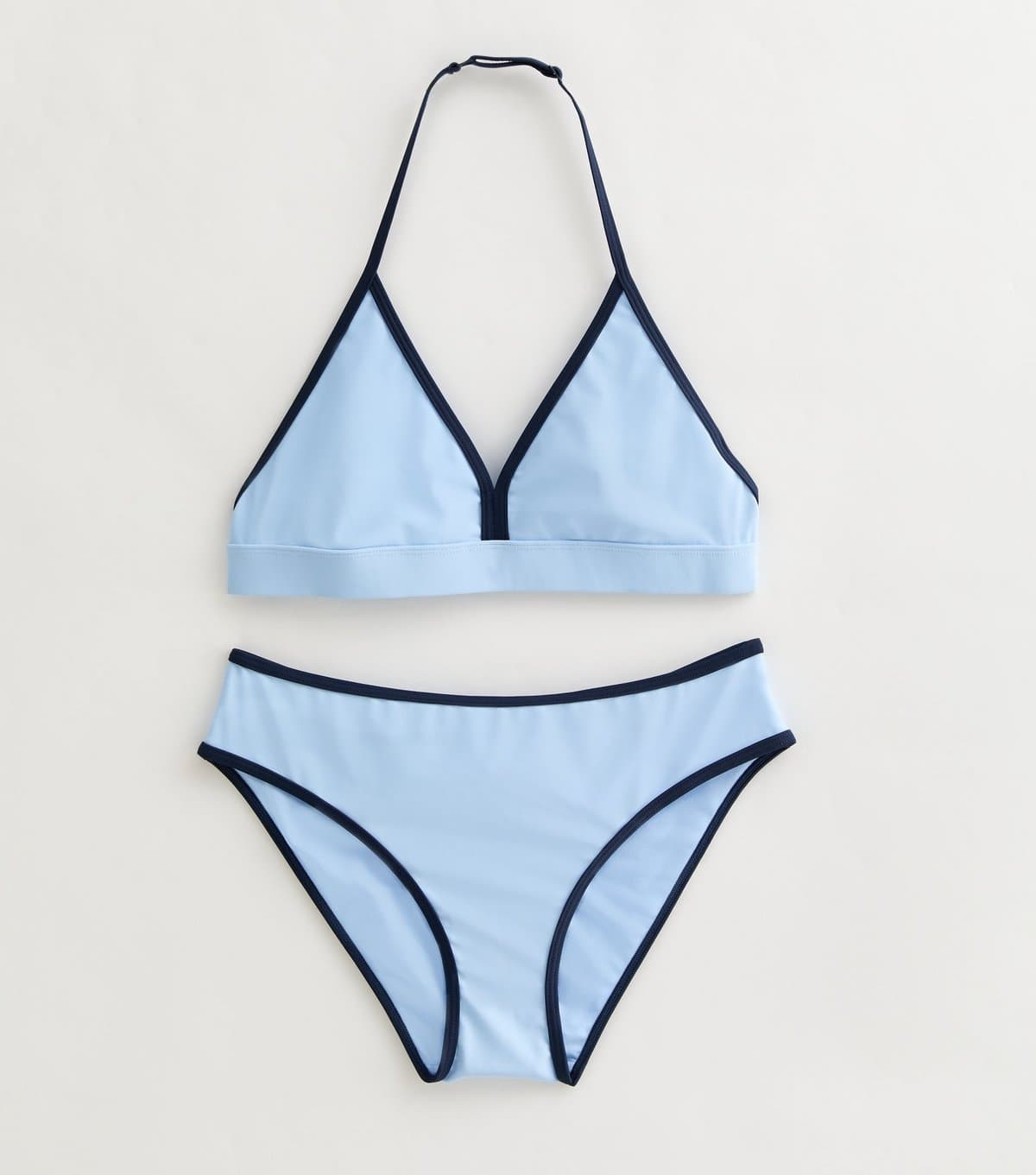New Look Girls' Light Blue Contrast Binding Triangle Bikini Set New Look