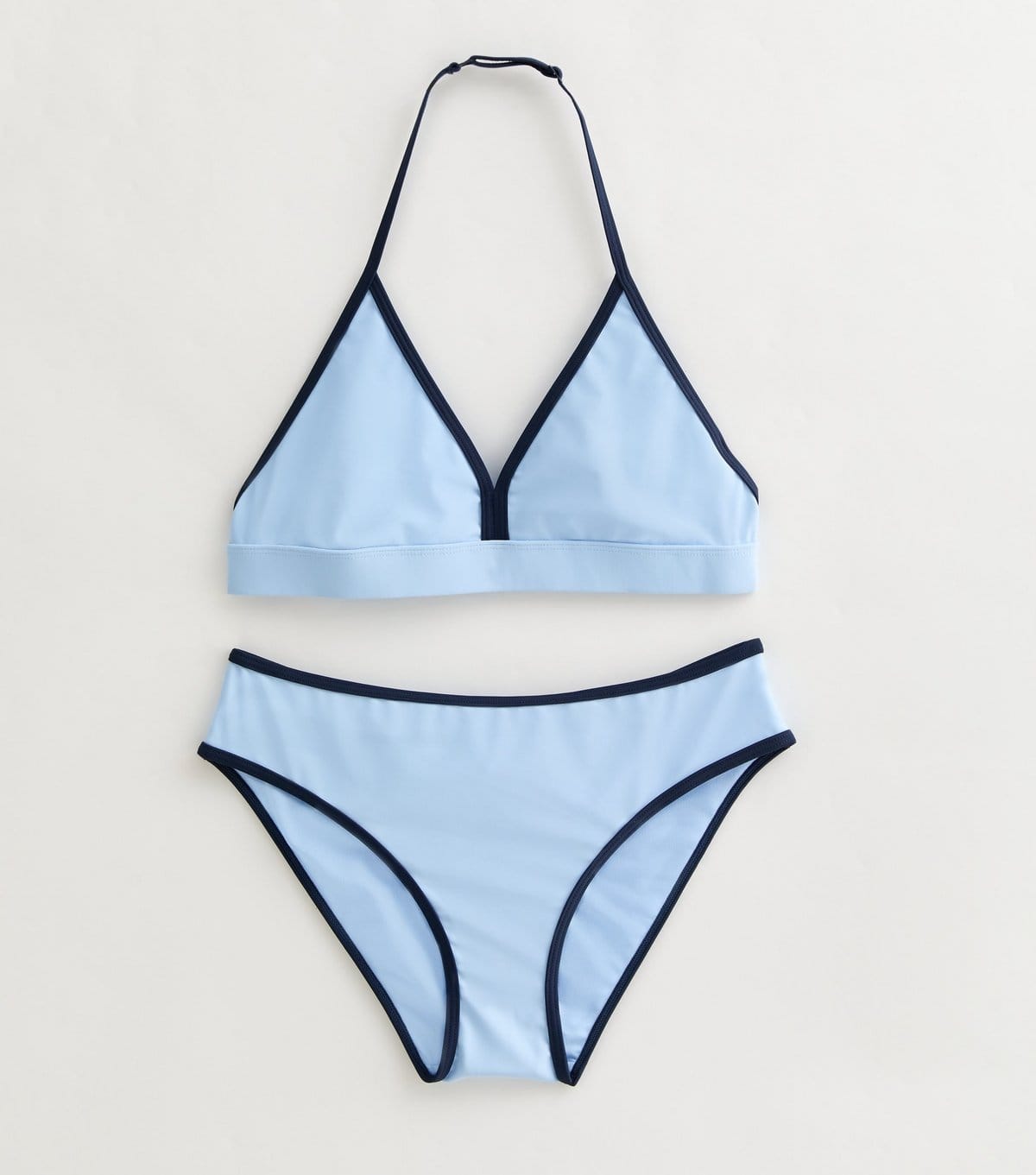 New Look Girls' Light Blue Contrast Binding Triangle Bikini Set New Look - 1