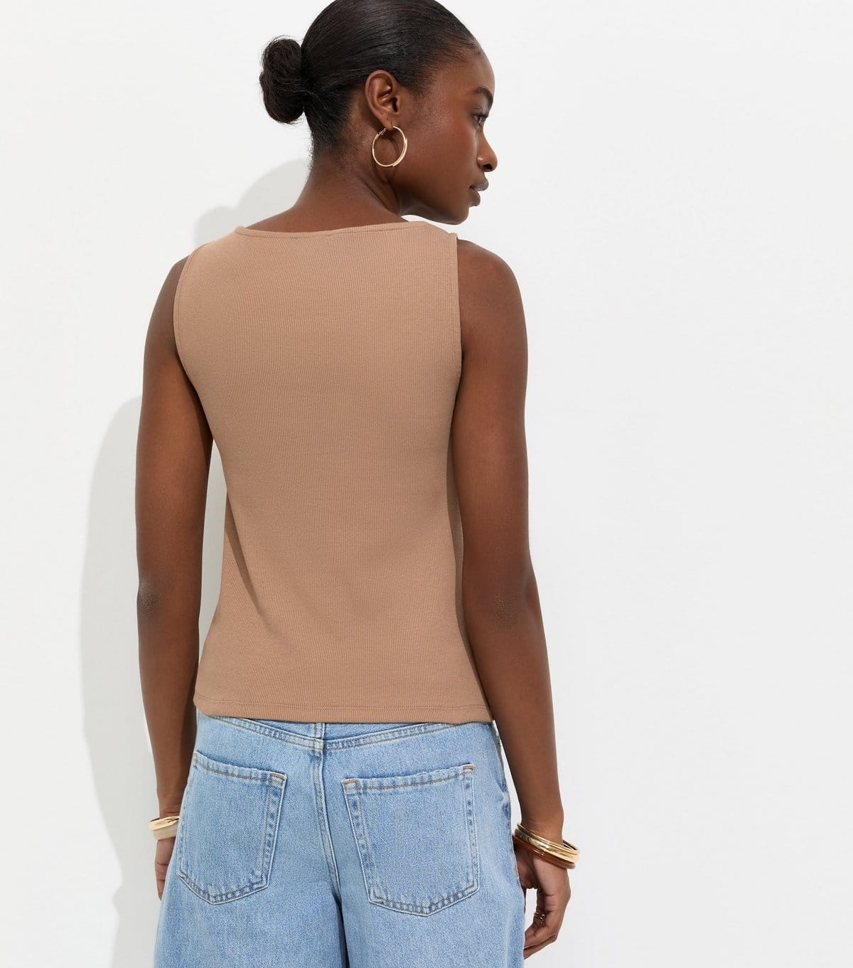 New Look Women's Mink Cotton Rich Button Through Tank Top New Look - 4