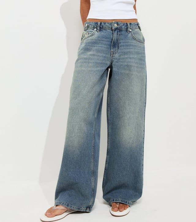 New Look Women's Blue Distressed Wash Wide Leg Jeans New Look - 3