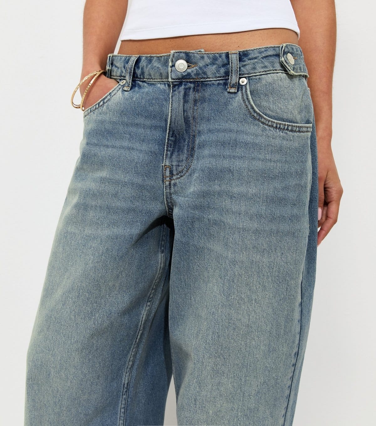New Look Women's Blue Distressed Wash Wide Leg Jeans New Look - 4