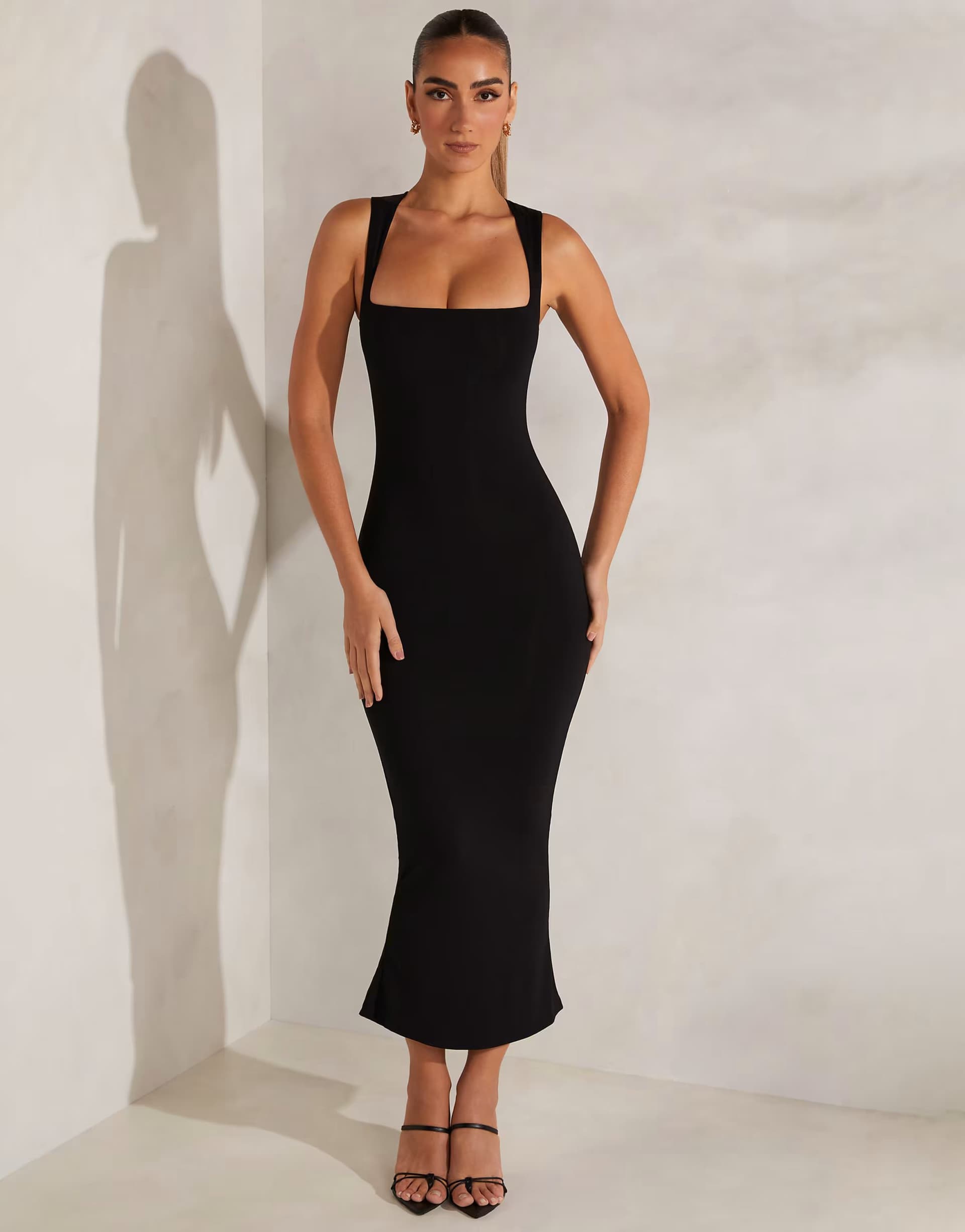 ASOS Oh Polly modal square neck maxi dress in black