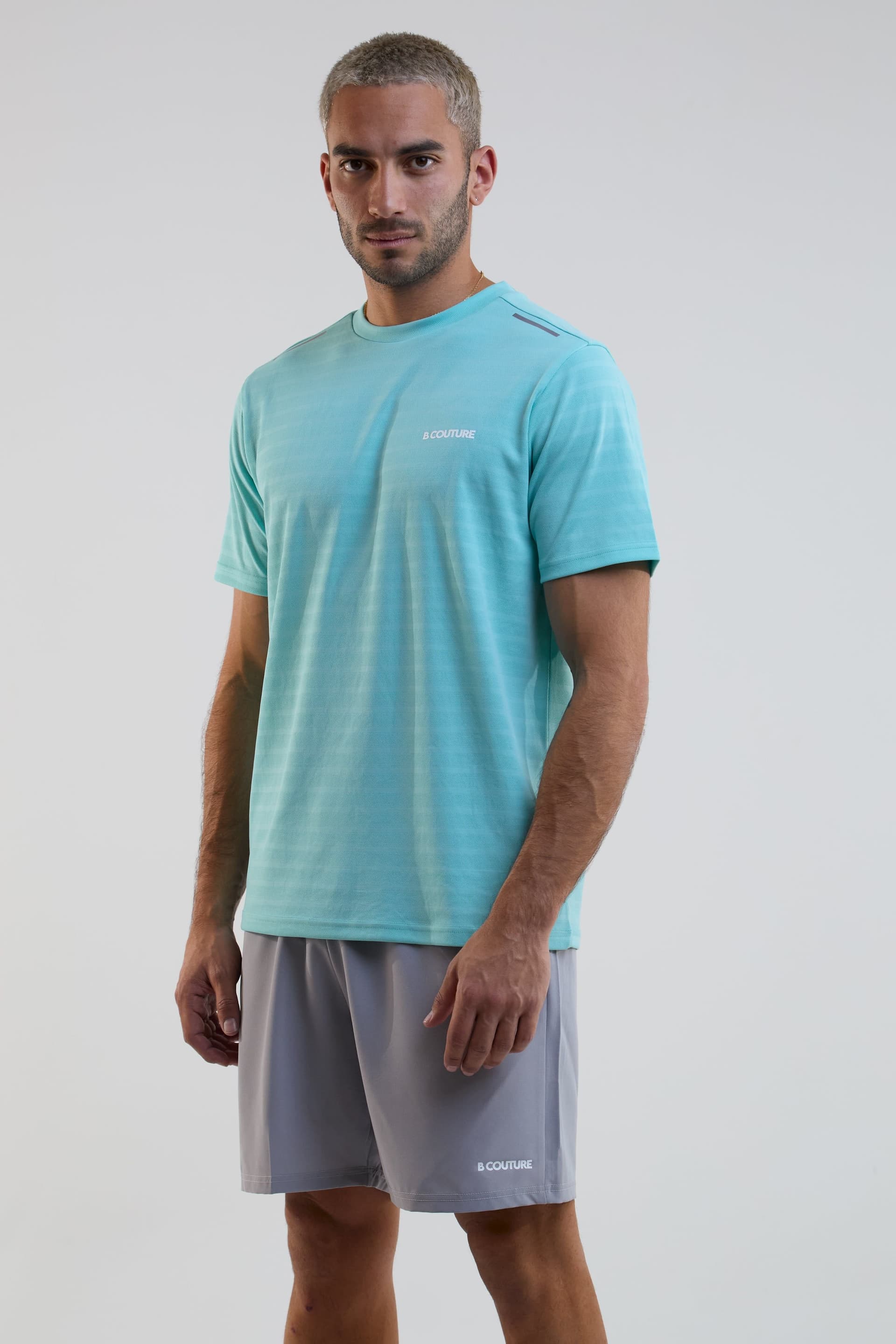 BCouture BCouture Men's Gym Shorts & T-Shirt Set in Light Blue