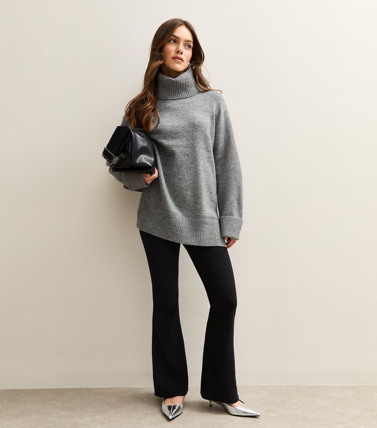 New Look Women's Petite Black Ottoman Rib Flared Leggings New Look - 2