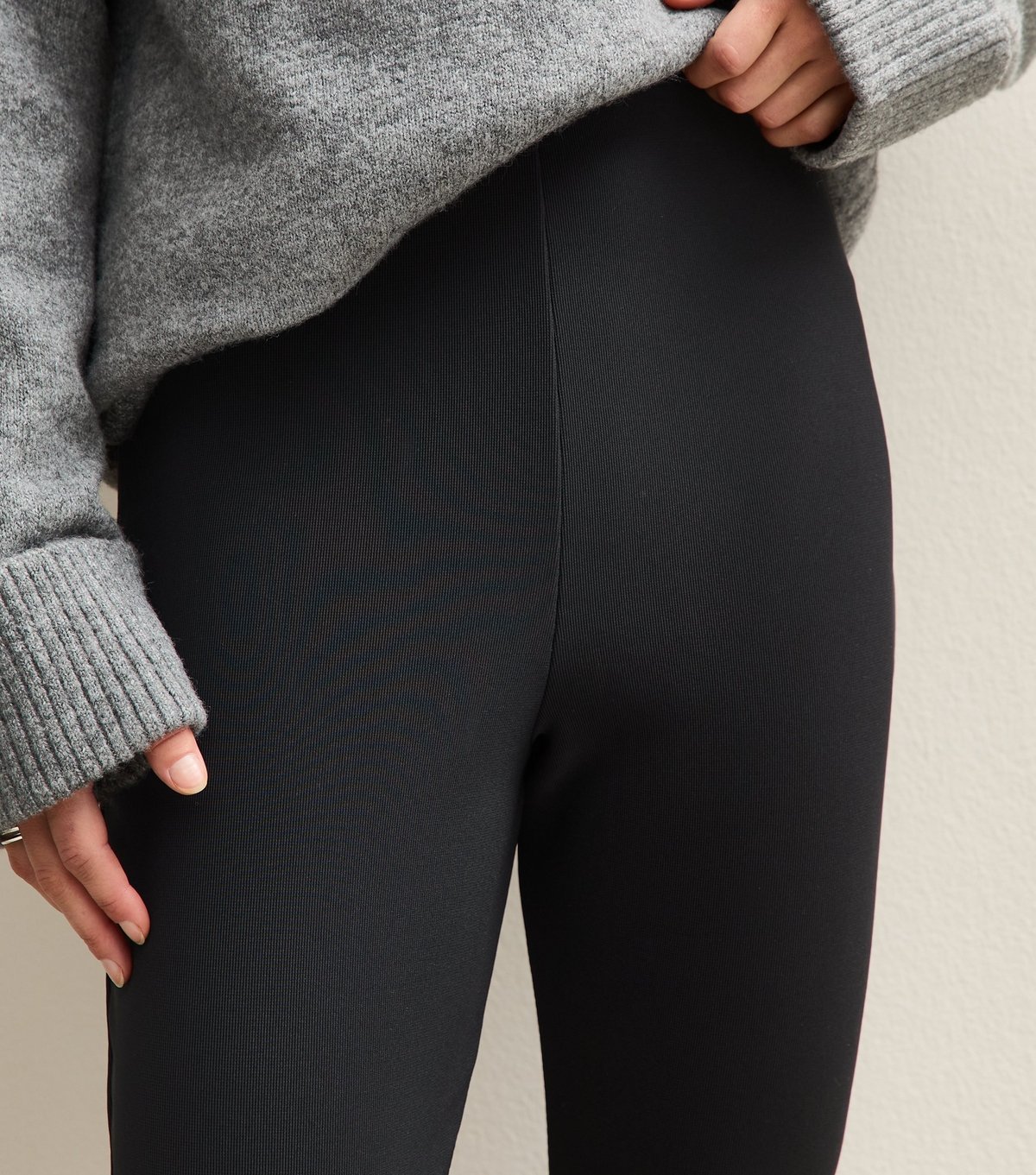 New Look Women's Petite Black Ottoman Rib Flared Leggings New Look - 3