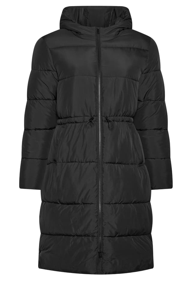 Yours Yours Women's Longline Puffer Coat in Black - 2
