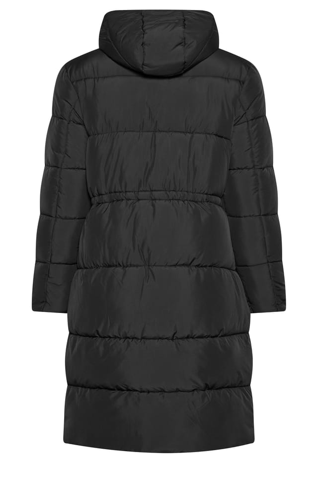 Yours Yours Women's Longline Puffer Coat in Black - 3