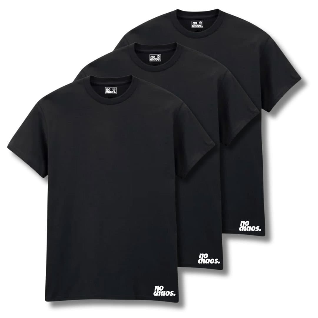No Chaos No Chaos Men's Logo 3 Pack T-Shirts - Black