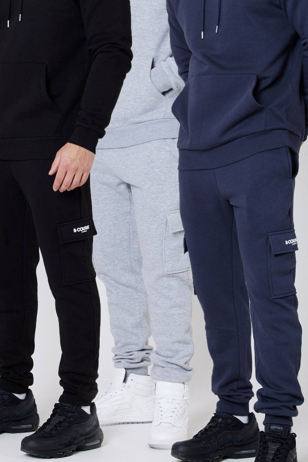 BCouture BCouture Men's 3-Pack Fleece Cargo Joggers - 3