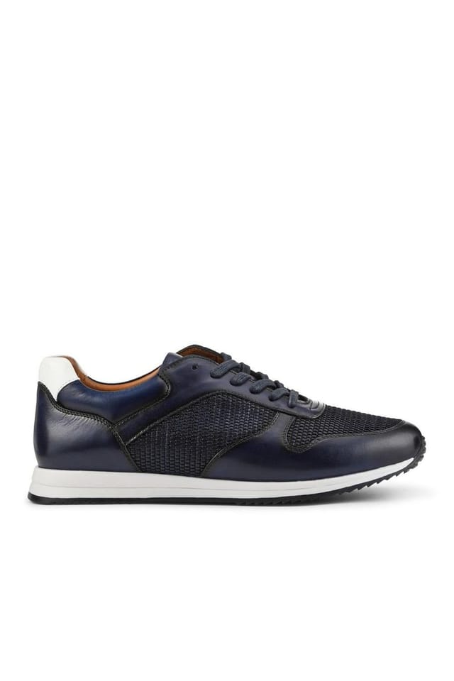 Jones Bootmaker Jones Bootmaker Men's St Louis Casual Leather Lace Up Trainers in Navy - 2