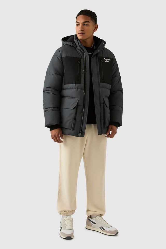 Reebok Reebok Men's Puffer Parka Jacket in Charcoal - 3