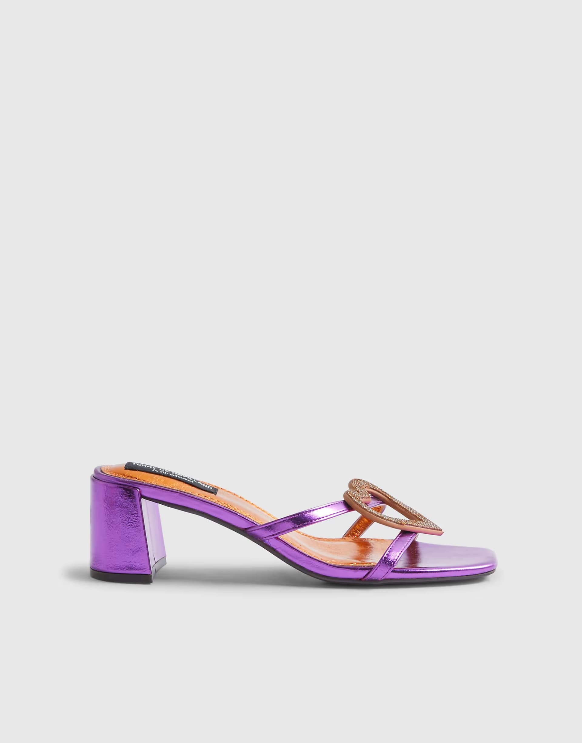 ASOS River Island Heart heeled mule sandals in purple