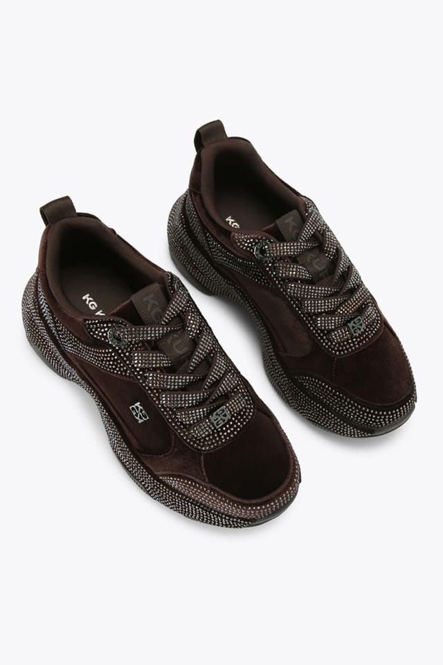 KG Kurt Geiger KG Kurt Geiger Women's 'Lust' Velvet Trainers in Brown - 2