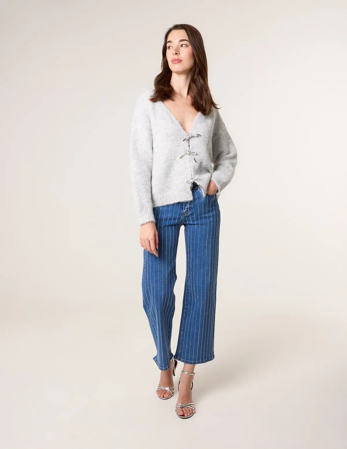 Blue Vanilla Vertical Stripe Diamante Jeans
