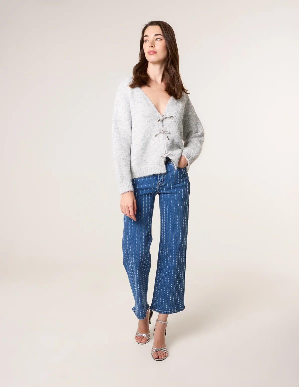 Vertical Stripe Diamante Jeans
