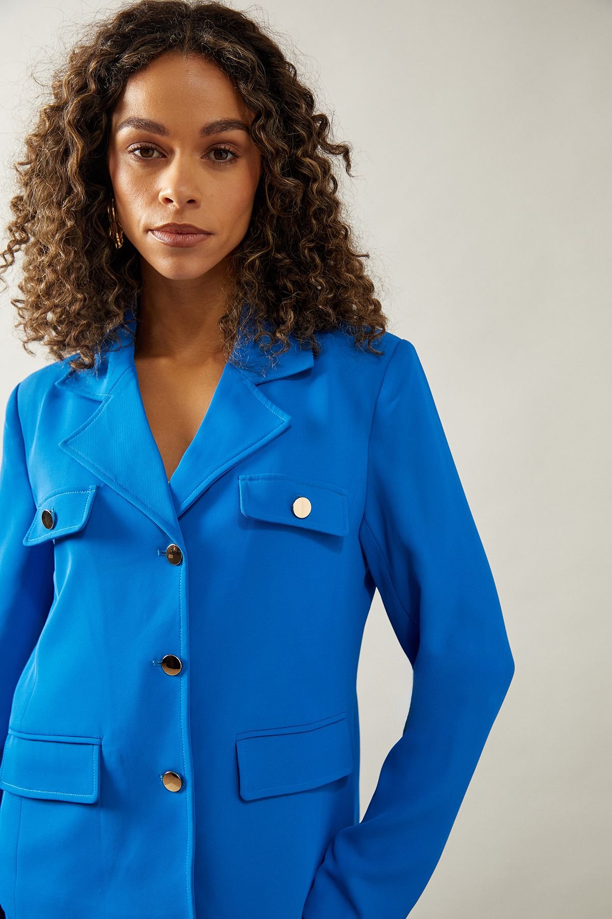 Wallis Wallis Women's Four Pocket Button Through Blazer in Cobalt - 4