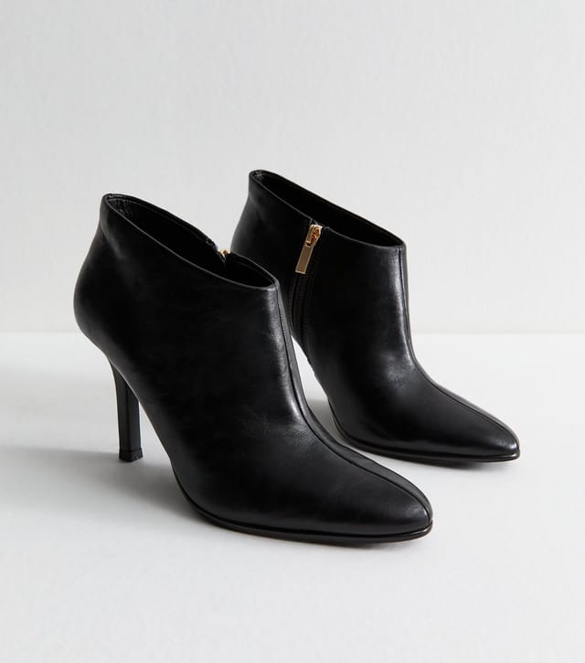 New Look Women's Black Faux Leather Heeled Shoe Boot Vegan New Look - 3