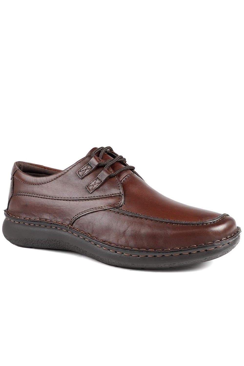 Pavers Pavers Men's Wide Fit Leather Casual Lace Up Shoes in Dark Brown