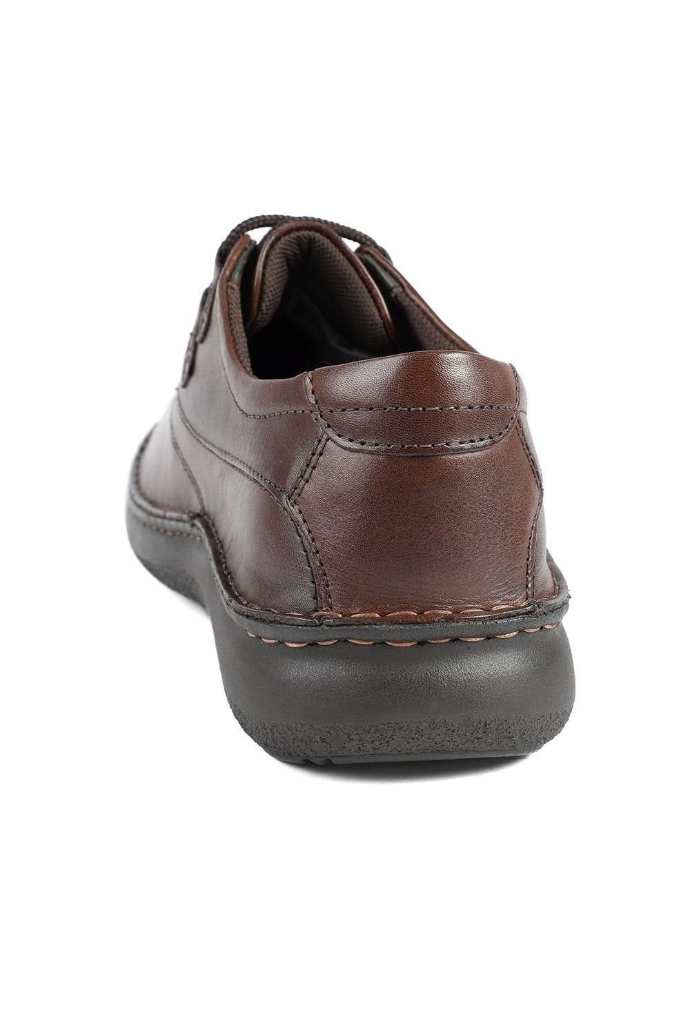 Pavers Pavers Men's Wide Fit Leather Casual Lace Up Shoes in Dark Brown - 3