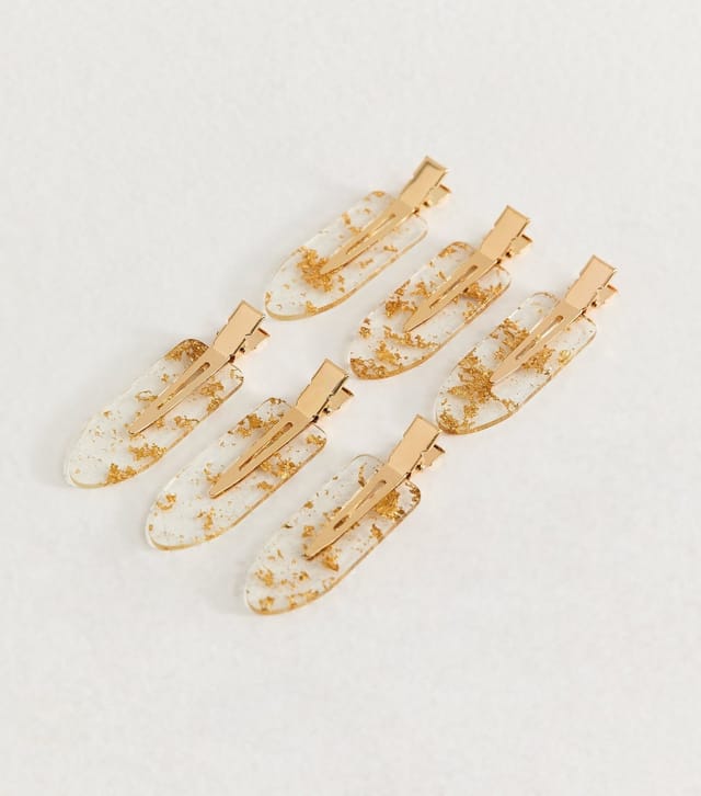 Brushworks Pack of 6 Gold No Crease Hair Clips Brushworks New Look - 2