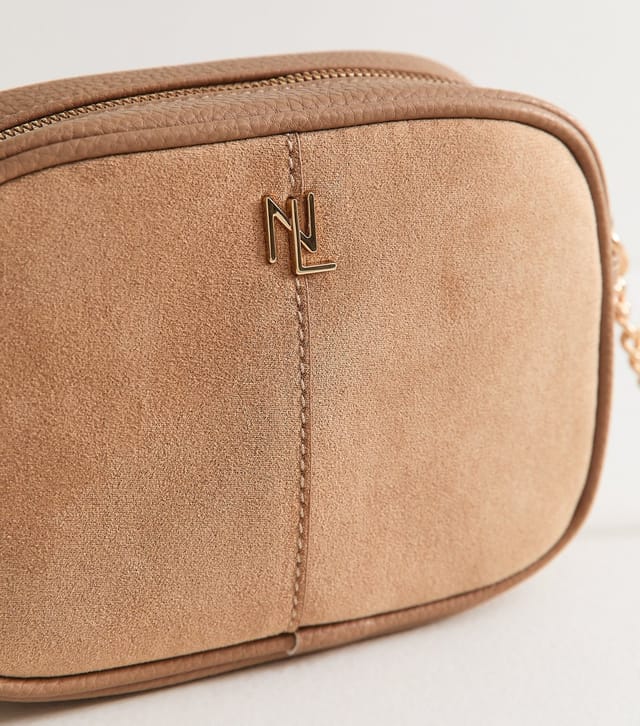 New Look Mink Faux Suede Paneled Crossbody Bag Vegan New Look - 3