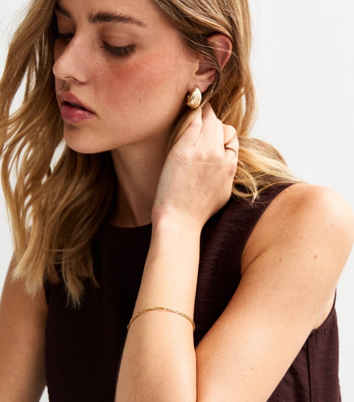 New Look New Look Gold Tone Waterproof Curb Chain Bracelet