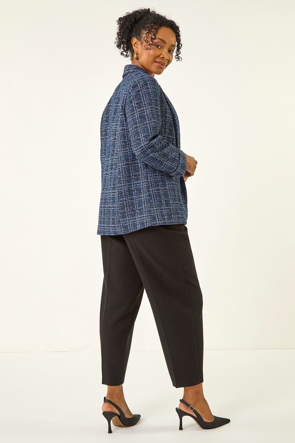 Roman Roman Women's Petite Boucle Stretch Blazer in Navy - 3