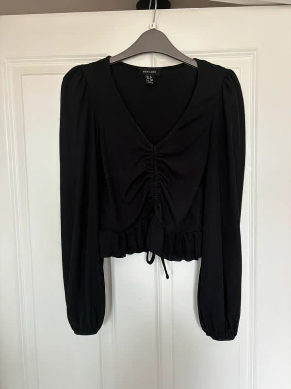 New Look Black long sleeve ruched top