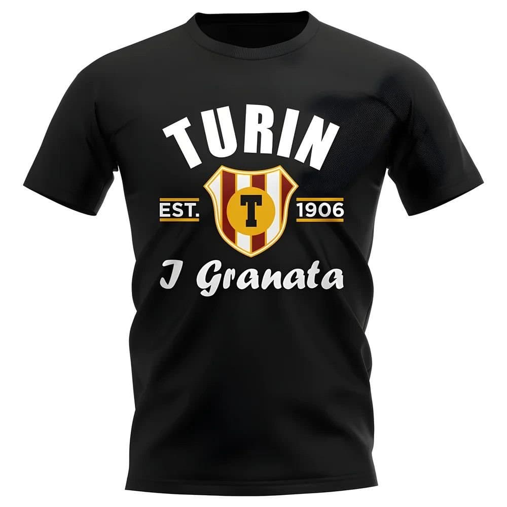 Torino Torino Men's Personalised Established Football T-Shirt in Black