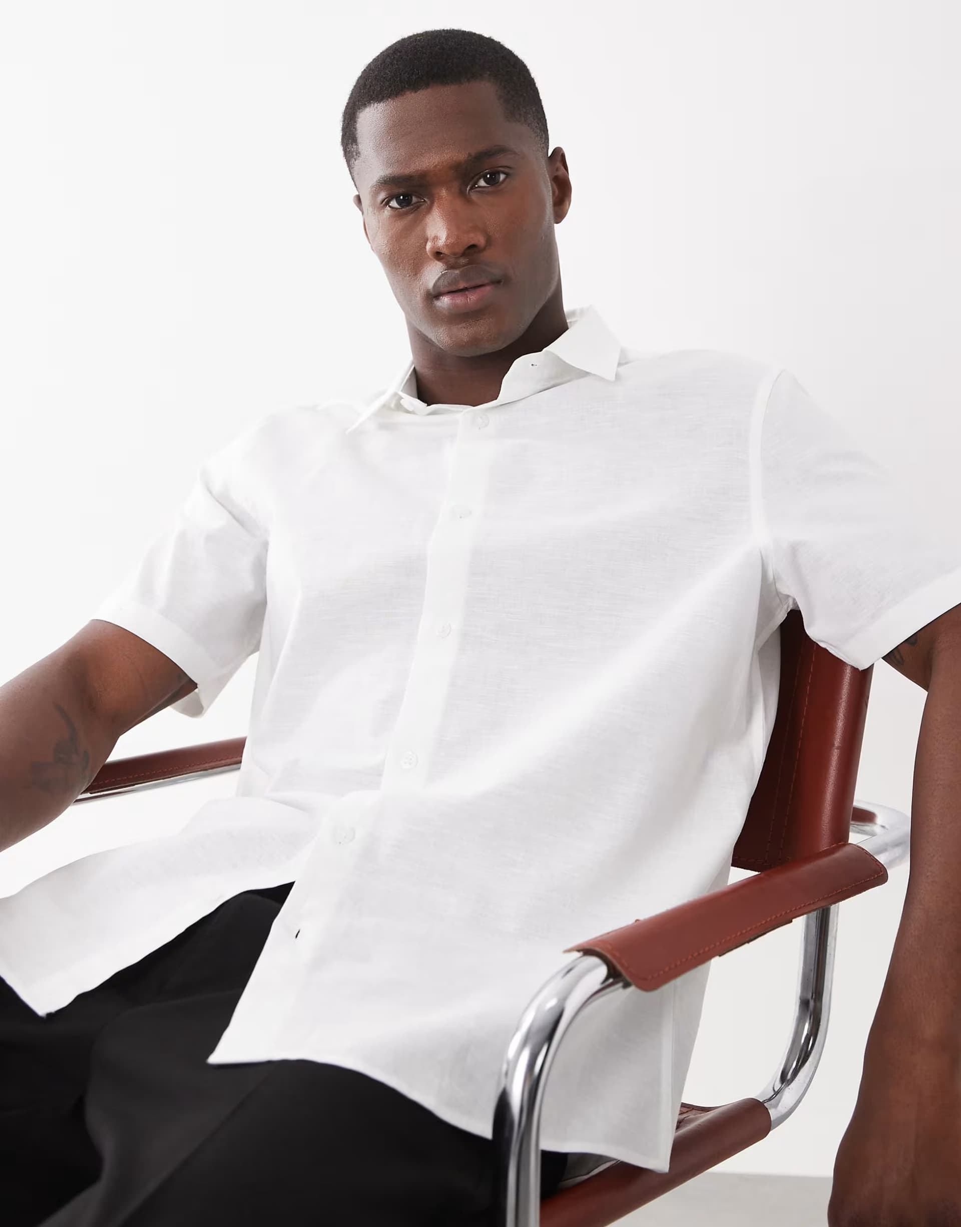 ASOS ASOS White Linen Blend Shirt for Men