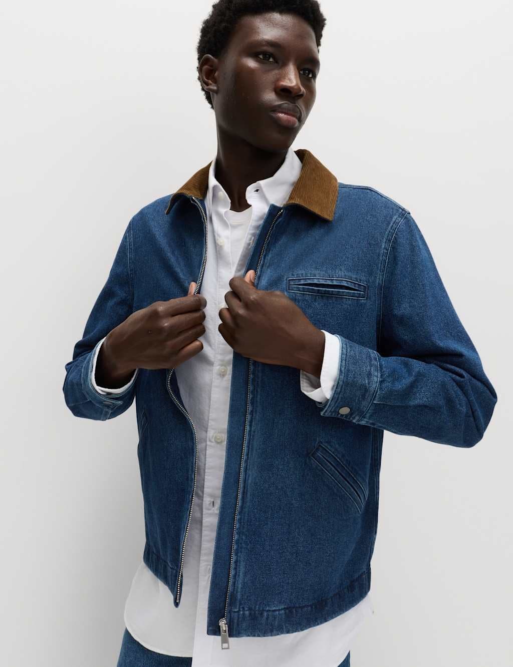 Marks & Spencer M&S Denim Harrington Jacket Mid Blue