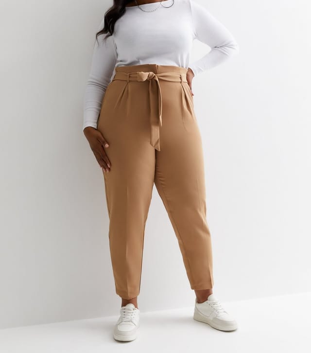 New Look Women's Plus Size Camel Belted Trousers Curves New Look - 2