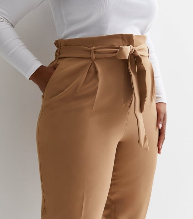 New Look Women's Plus Size Camel Belted Trousers Curves New Look - 3