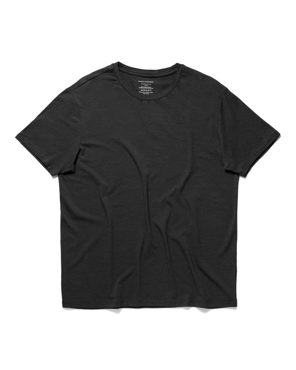 Panos Emporio Panos Emporio Men's Bamboo Cotton Blend T-Shirt in Black with Crew Neck - 4