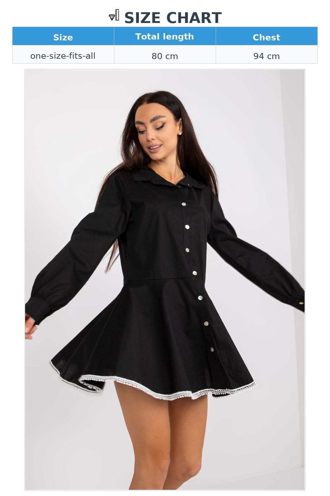 Love Lace Love Lace Women's Embroidered Button Front Long Sleeve Flare Dress in Black - 4