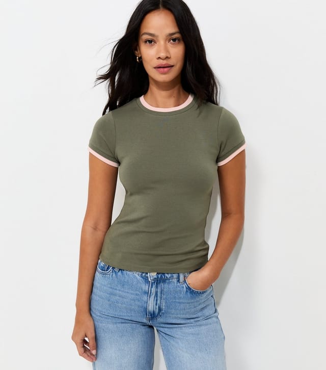 New Look Women's Dark Khaki Layered Baby Tee T-Shirt New Look - 2