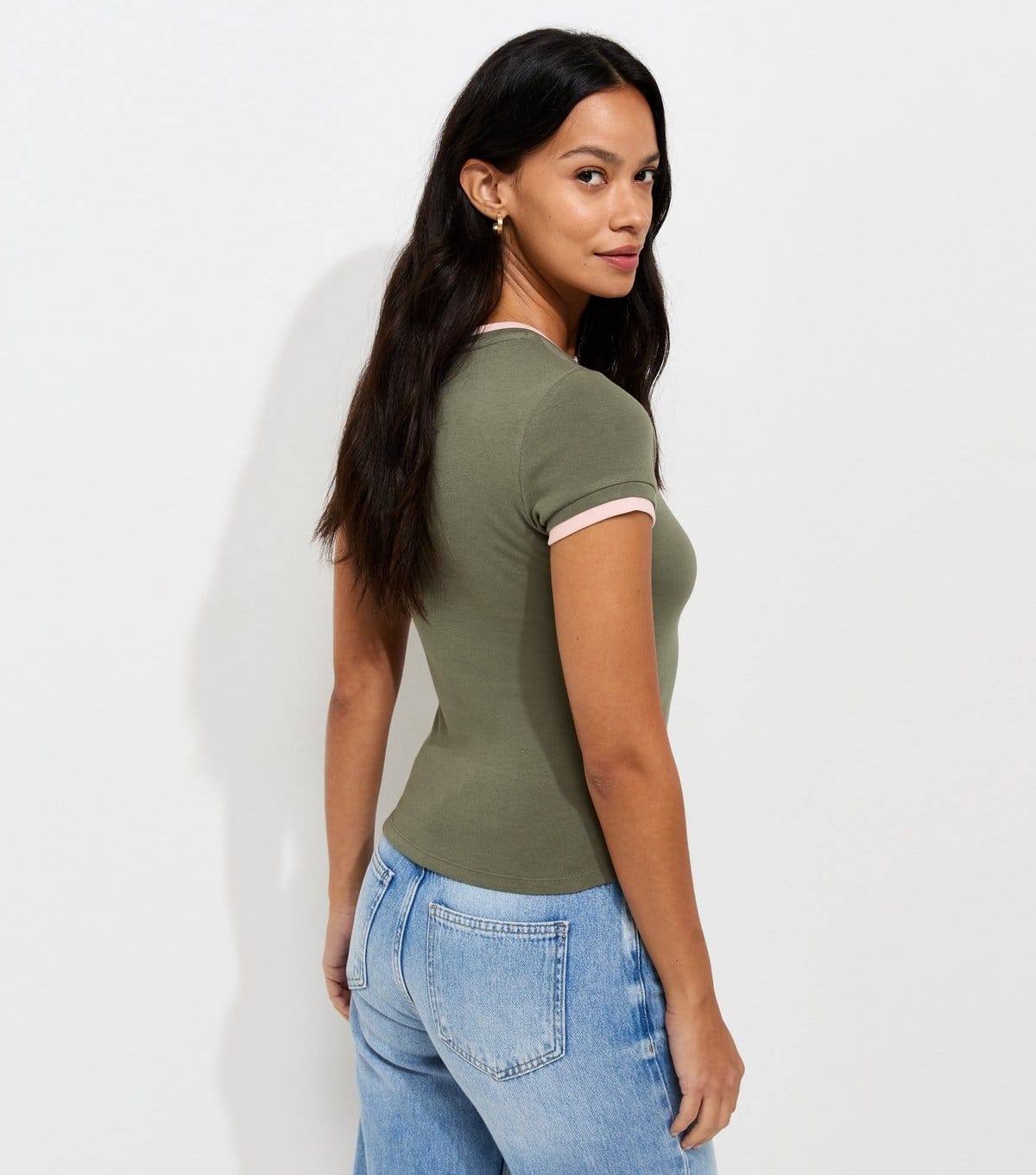 New Look Women's Dark Khaki Layered Baby Tee T-Shirt New Look - 4
