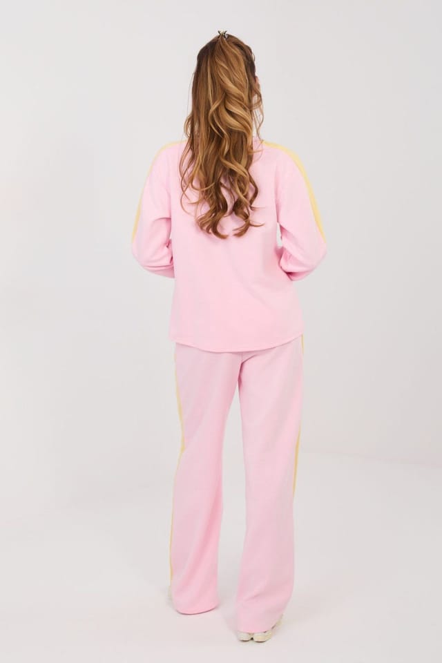 Love Lace Love Lace Women's Buttery Soft Heart Stripe Sweatshirt Pants Set in Pink - 3