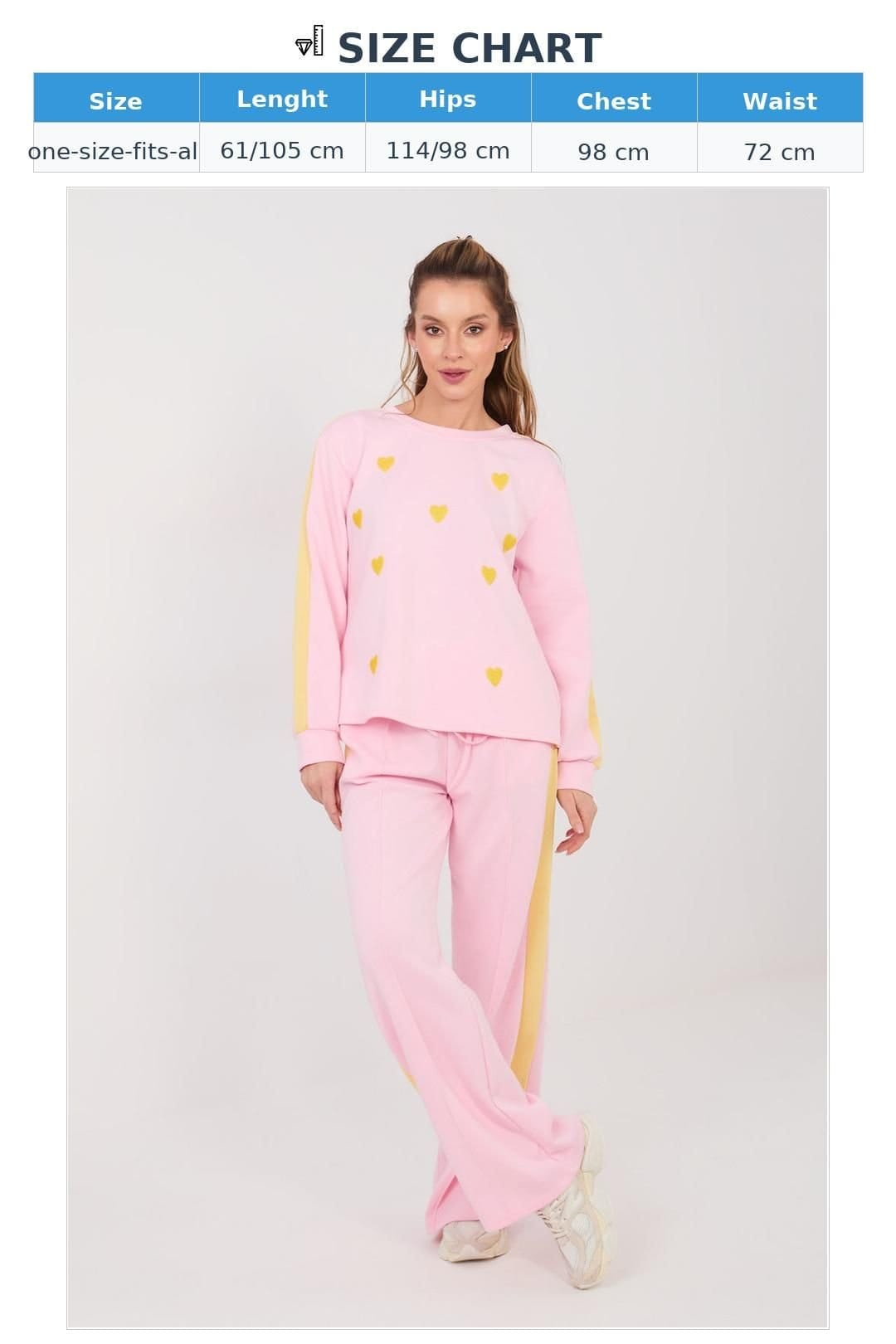 Love Lace Love Lace Women's Buttery Soft Heart Stripe Sweatshirt Pants Set in Pink - 4