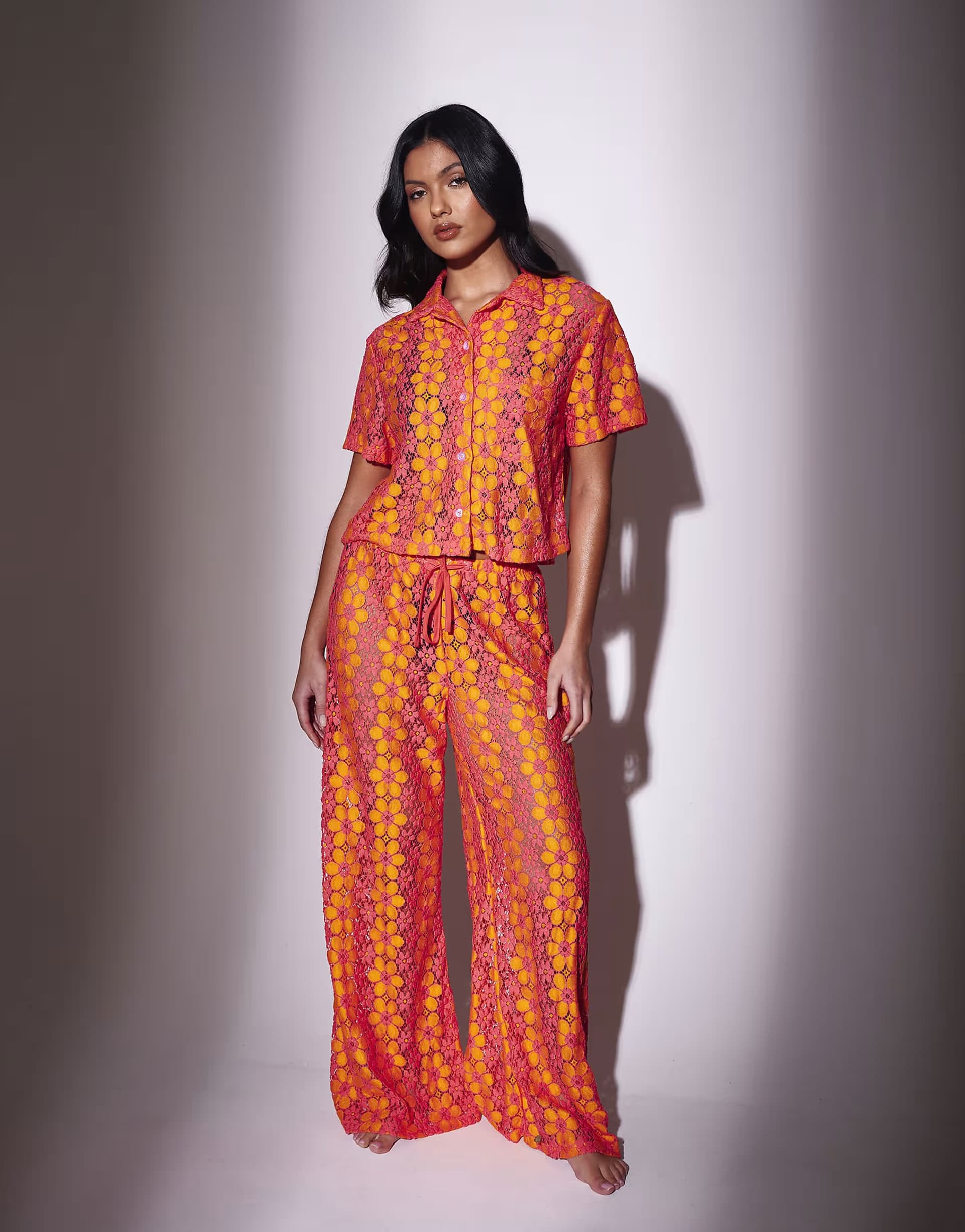 ASOS South Beach Floral crochet co ord set in multi
