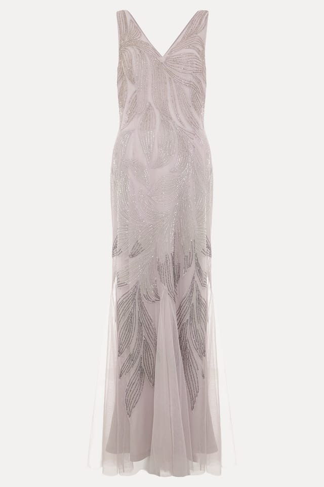 Phase Eight Phase Eight Women's Reina V-Neck Maxi Dress in Metallic Silver - 2