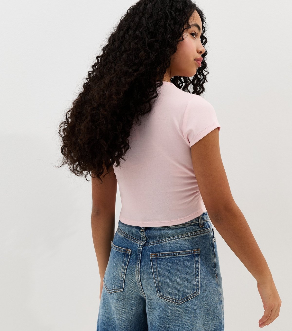 New Look Girls' Pink Ruched Side Cap Sleeve T-Shirt New Look - 4