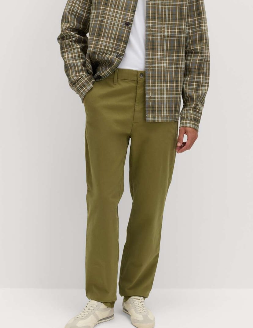 Marks & Spencer M&S Regular Fit Stretch Chinos Olive - 1