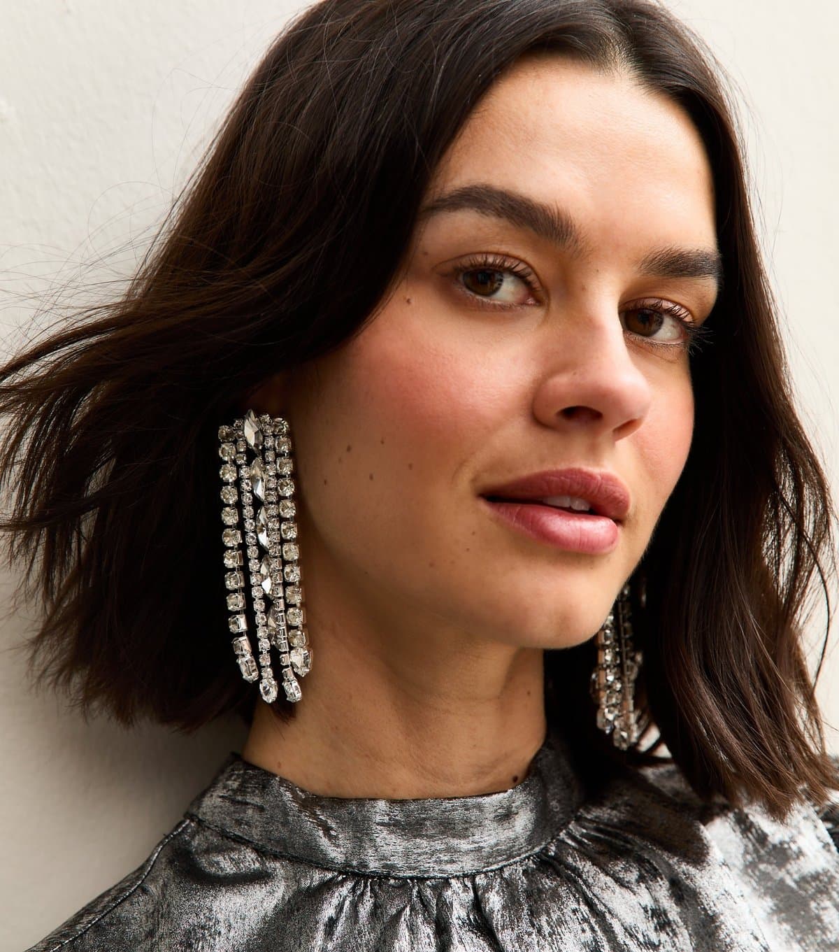 New Look New Look Silver Tone Diamante Tassel Earrings