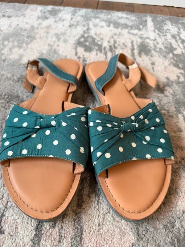 Seasalt Cornwall Seasalt Cornwall flat pretty polka dot teal sandals size 7.5
